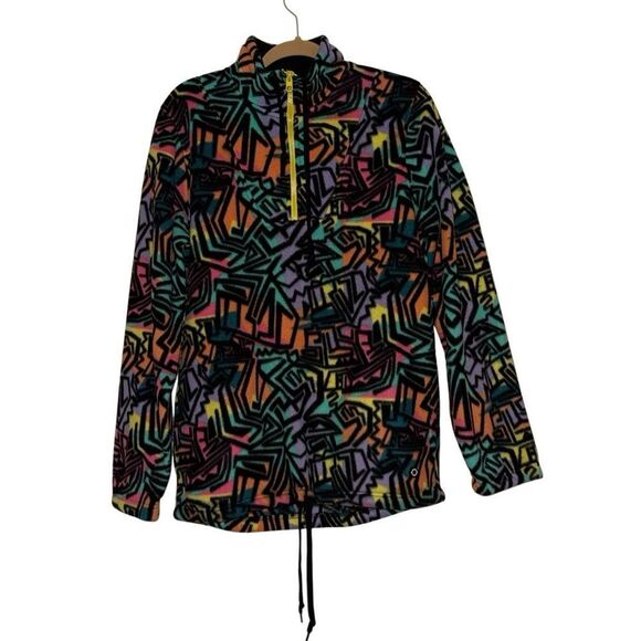 Empyre Zip Up Pullover Retro Colorful Fleece Jacket Size Medium - Picture 3 of 6
